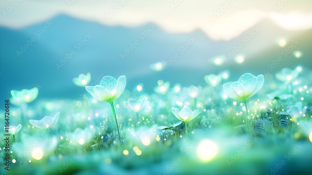 magical glowing flowers field, nature - ethereal/fantasy magical glowing flowers field, nature - ethereal/fantasy