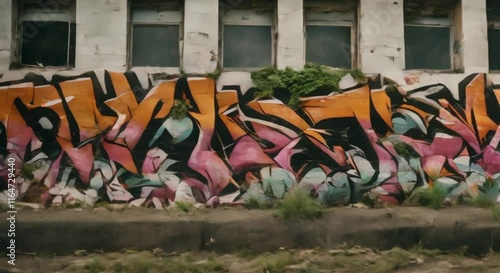 Graffiti and Nature on Warehouse Walls