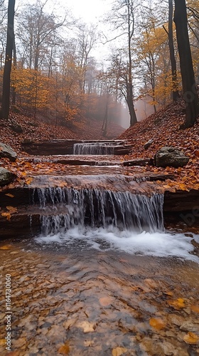 Forest nature autumn small waterfall peaceful high resolution hd image