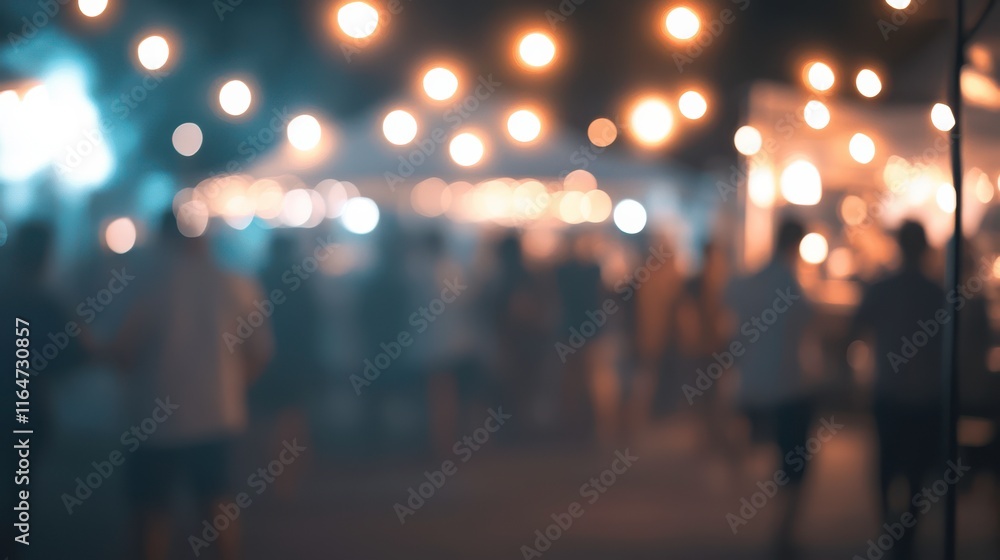 Fototapeta premium Vibrant Evening Festival with Soft Lights and Crowds