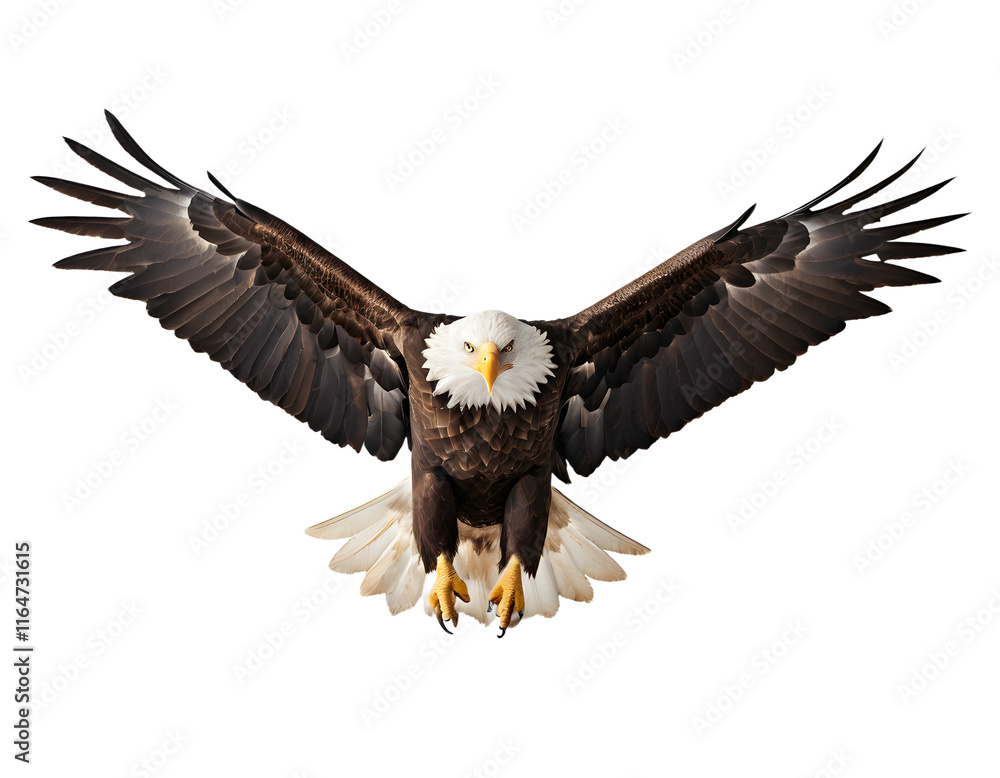 Obraz premium Majestic Bald Eagle in Flight, Isolated on Transparent Background