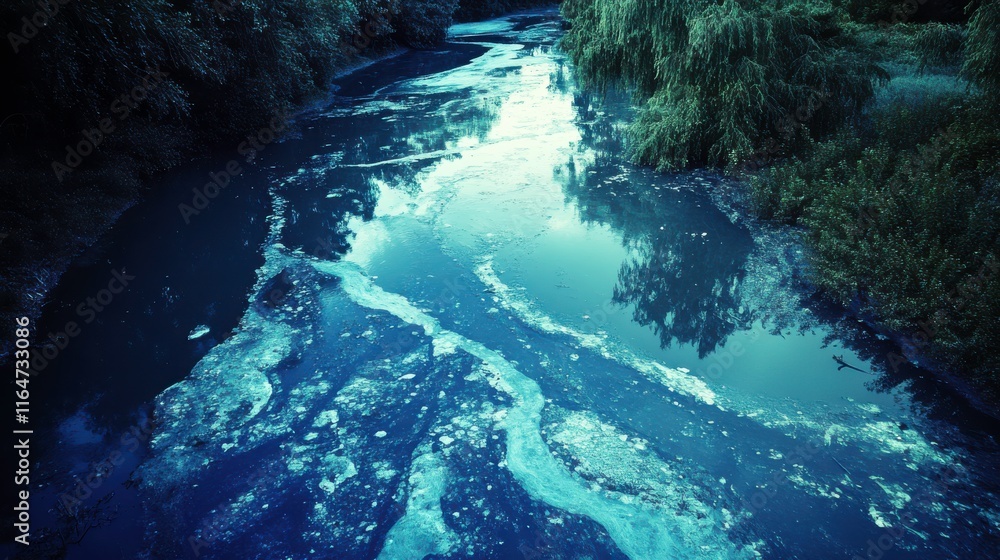 Obraz premium Contaminated River with Dramatic Natural Lighting
