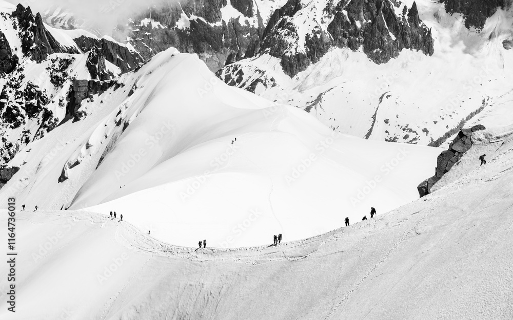 Spectacular view with Alps Mountains at Aiguille du Midi in Chamonix France