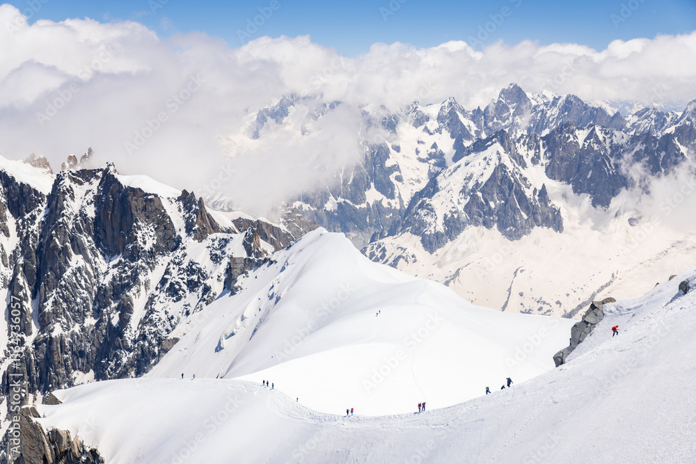 Spectacular view with Alps Mountains at Aiguille du Midi in Chamonix France