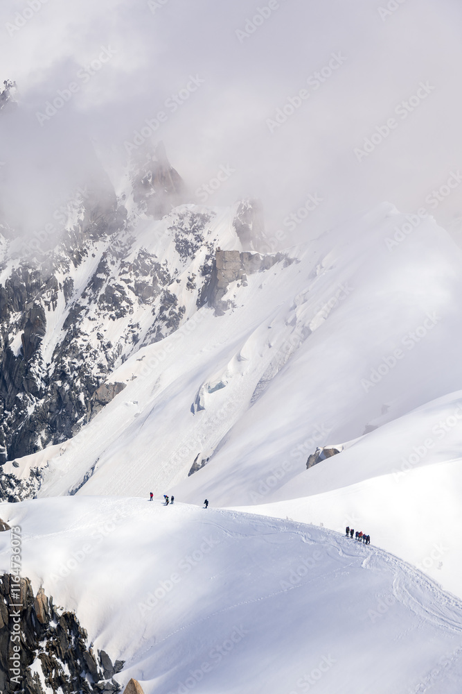 Spectacular view with Alps Mountains at Aiguille du Midi in Chamonix France