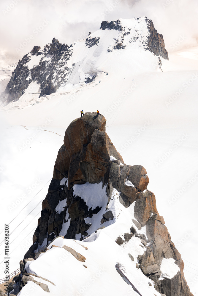 Spectacular view with Alps Mountains at Aiguille du Midi in Chamonix France