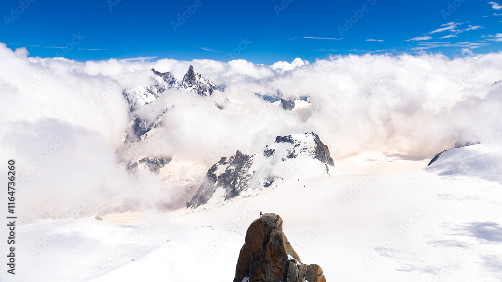 Spectacular view with Alps Mountains at Aiguille du Midi in Chamonix France
