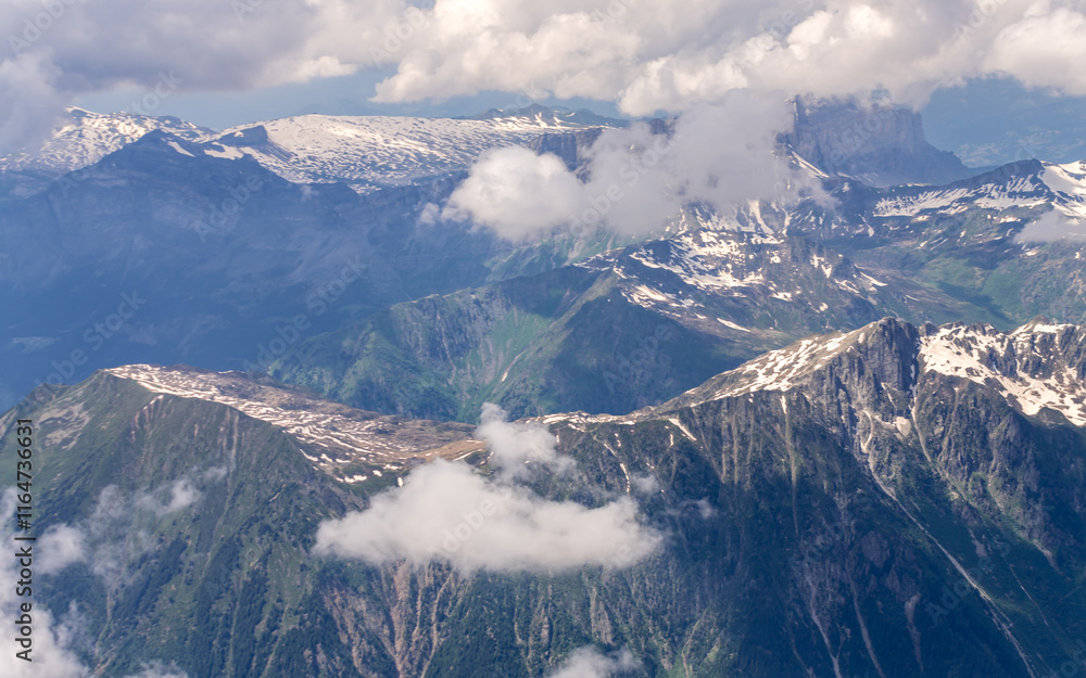 Spectacular view with Alps Mountains at Aiguille du Midi in Chamonix France