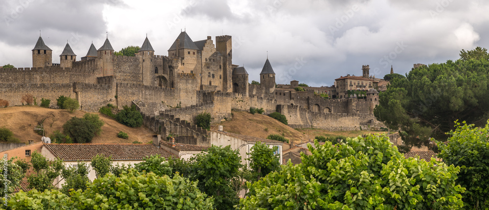 Carcassonne in France, a famous landmark one of the most well preserved citadel in the world