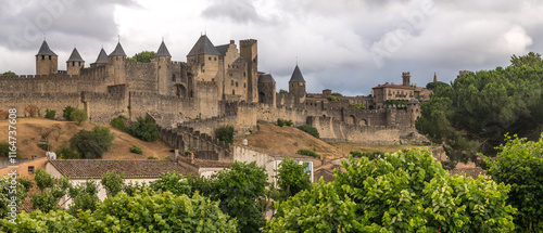Carcassonne in France, a famous landmark one of the most well preserved citadel in the world  