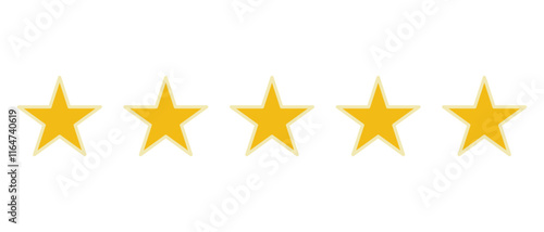 Five golden stars represent a perfect rating or top-notch quality.