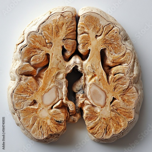 Human Brain Specimen: Sagittal Section Displaying Intricate Anatomy photo