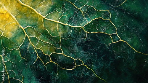 Intricate patterns of leaf veins showcasing vibrant green and yellow hues