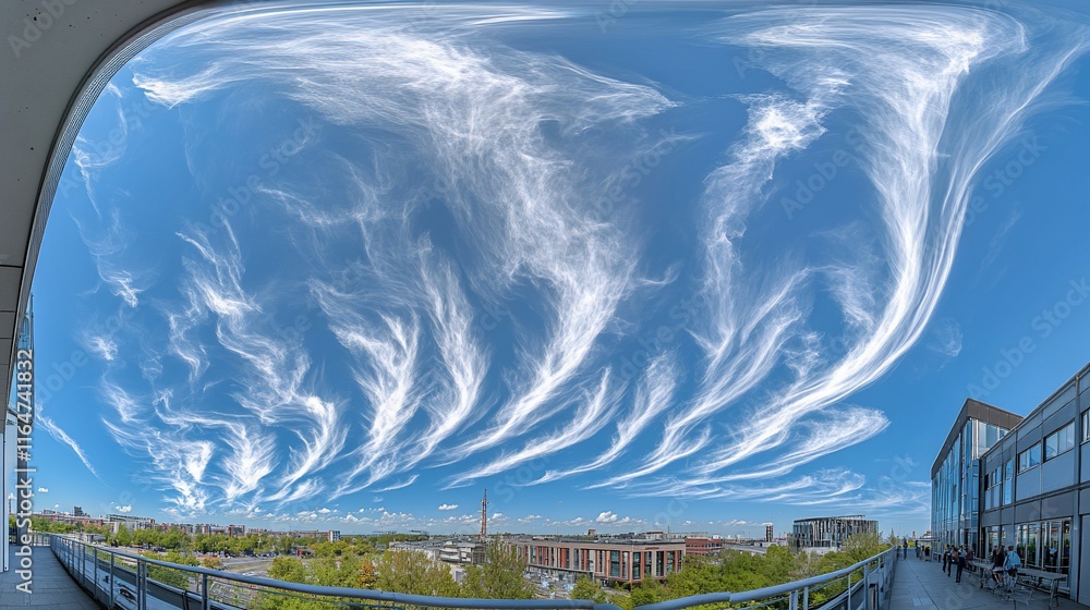 Stunning Cirrus Undulatus Cloudscape Over City Stunning Cirrus Undulatus Cloudscape Over City