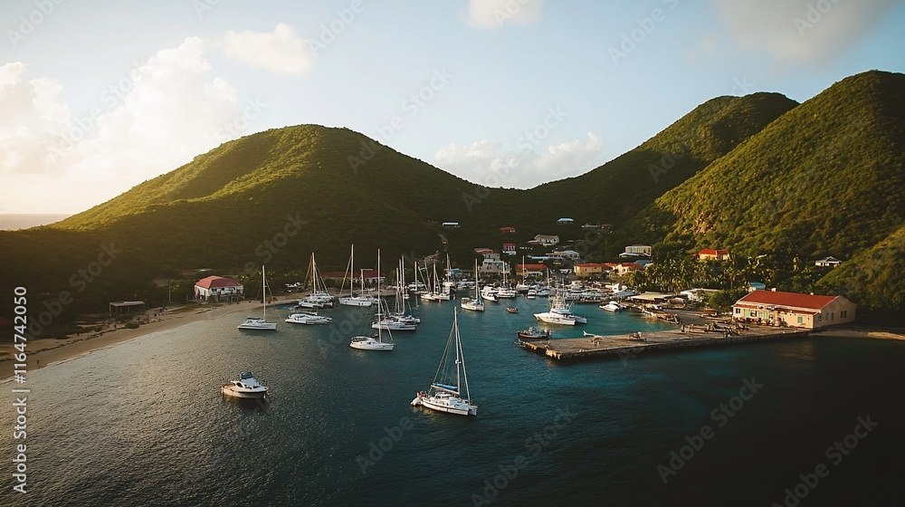Obraz premium Picturesque Sunset at a Tropical Island Marina