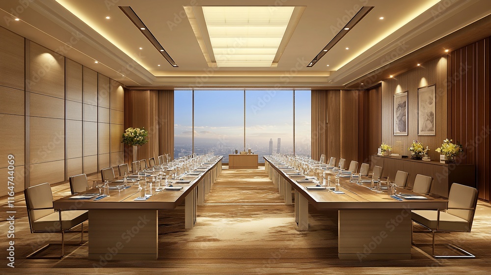 Fototapeta premium Modern Conference Room with City View