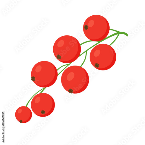 Bunche of red currant berries. Hand drawn Trendy flat style isolated illustration Berry for Jam. Vector illustration