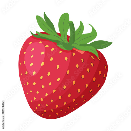 Fresh sweet Strawberry, bright Red berry. Hand drawn summer strawberry trendy flat style isolated for design. Vector illustration