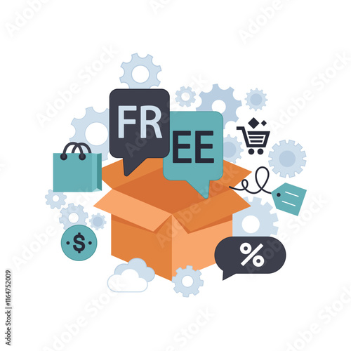 Freebie marketing concept. Flat vector illustration. Website banner