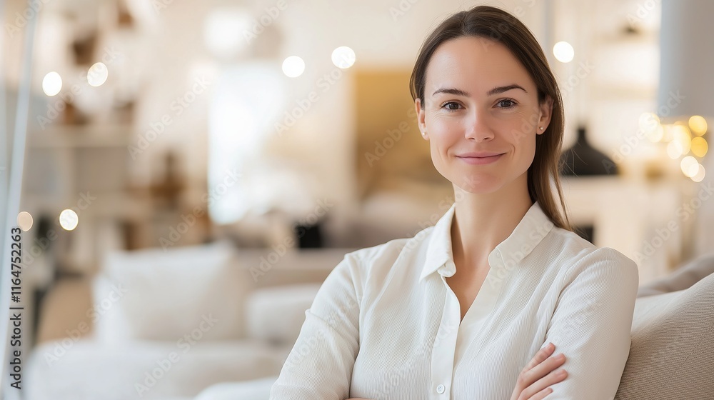 Portrait of a successful female manager posing in a modern office, representing professionalism, leadership, and achievement in the business world