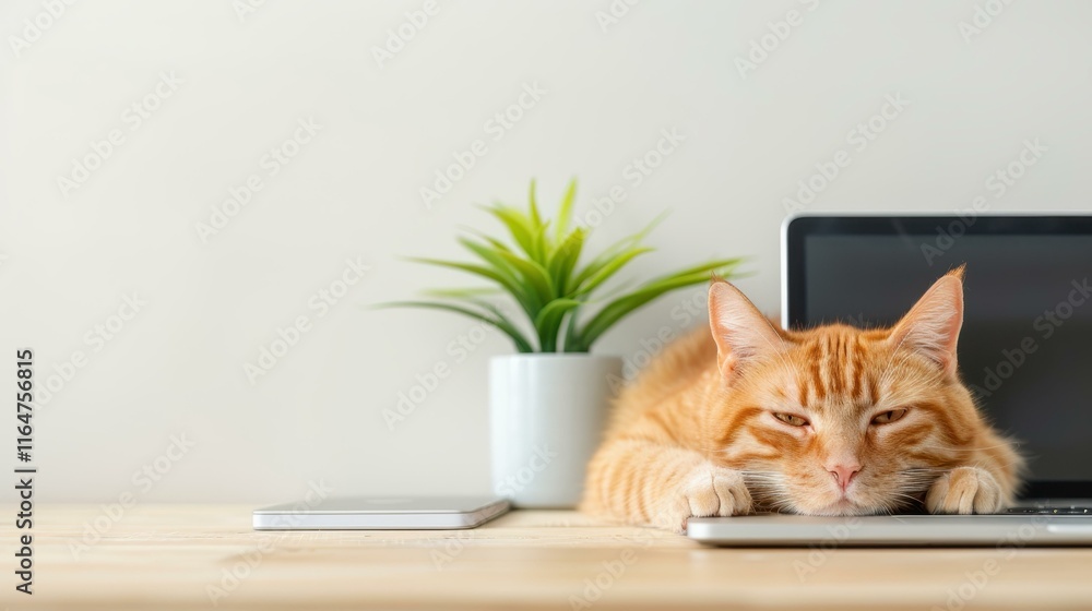 A curious ginger cat intently gazes at the laptop, captivated by the glowing screen and its moving images. A curious ginger cat intently gazes at the laptop, captivated by the glowing screen and its moving images.