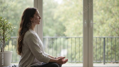 Relaxation and meditation with nature backdrop Deep breathing exercise in serene setting Free Download Relaxation and meditation with nature backdrop Deep breathing exercise in serene setting - GFXLoad