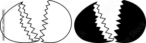 outline silhouette cracked egg icon set