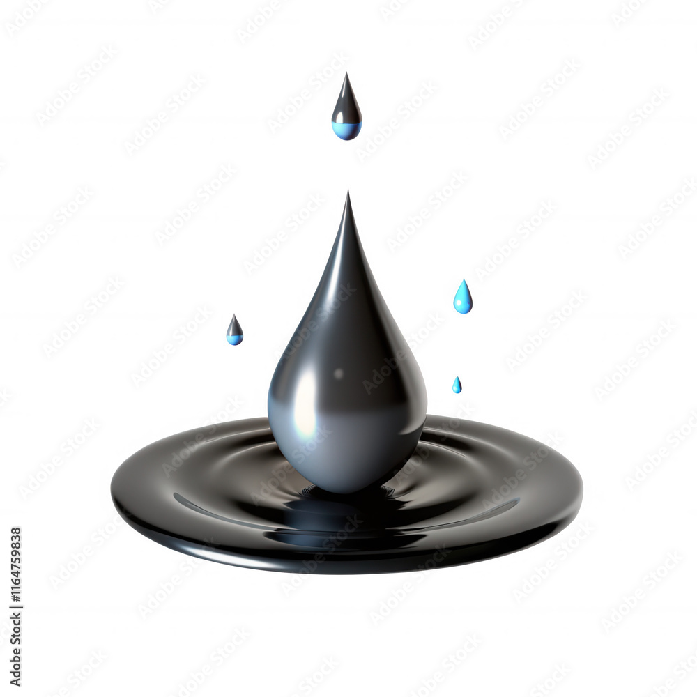 A glossy black liquid droplet suspended above a smooth surface, depicting a hyper-realistic rendering in 3D graphics, showcasing fluid dynamics. A glossy black liquid droplet suspended above a smooth surface, depicting a hyper-realistic rendering in 3D graphics, showcasing fluid dynamics.