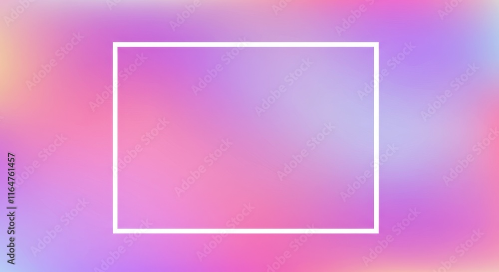 Fototapeta premium Vibrant minimalist abstract with white frame on pastel gradient background