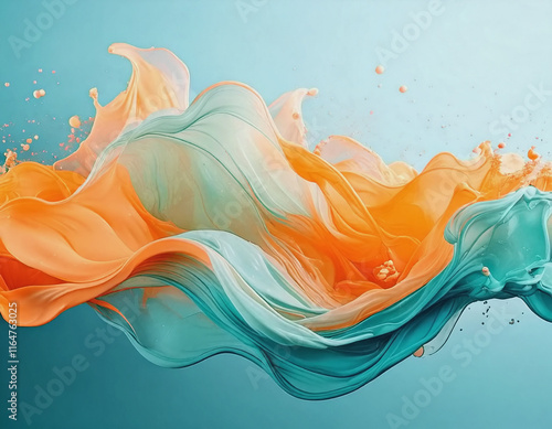 Light Blue and Orange Horizonta Liquid AI photo