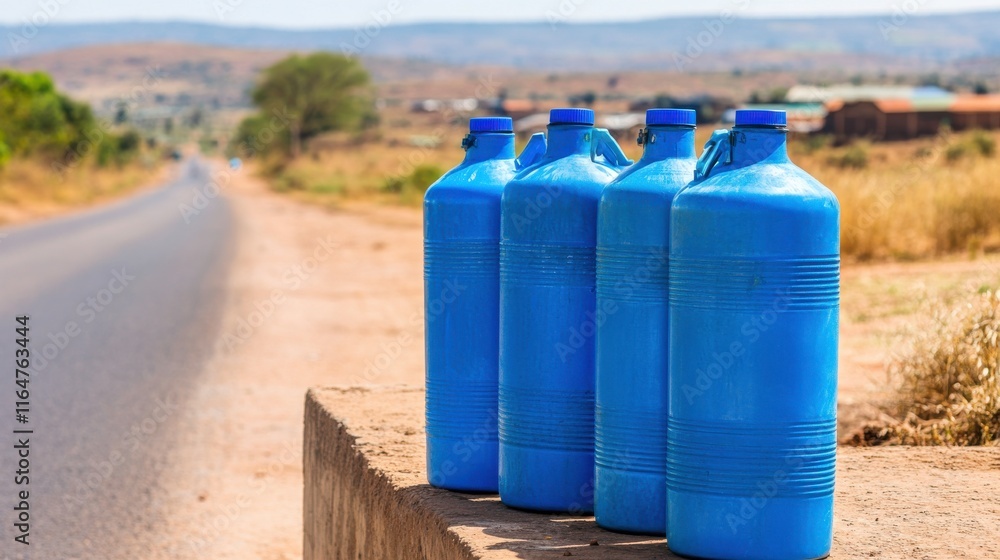 Scarcity of Water in Rural Community with Empty Barrels Scarcity of Water in Rural Community with Empty Barrels