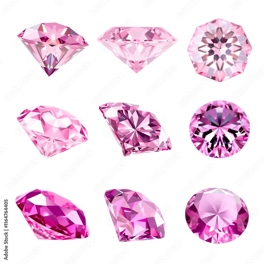 large set of pink diamond images on transparent background large set of pink diamond images on transparent background