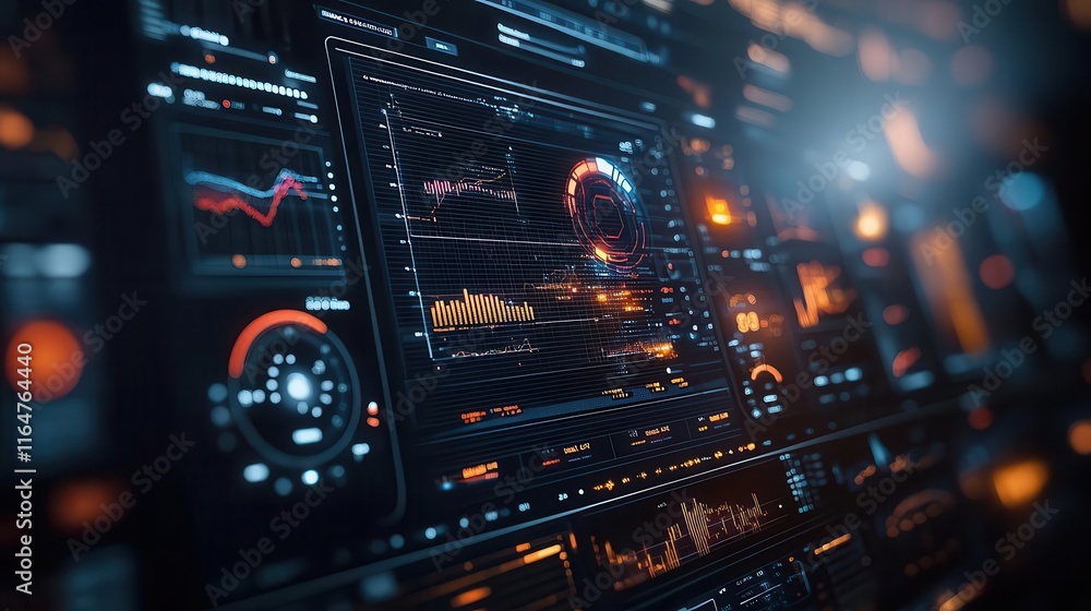 Data analytics dashboard, charts, graphs, real-time data flowing, business intelligence insights, futuristic office environment Data analytics dashboard, charts, graphs, real-time data flowing, business intelligence insights, futuristic office environment