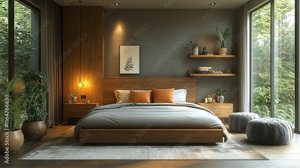 Modern Bedroom Design With Wooden Bed And Natural Light Modern Bedroom Design With Wooden Bed And Natural Light