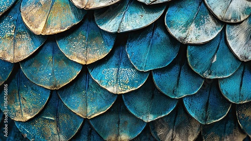 Wallpaper Mural Close-up view of shimmering fish scales revealing silver and blue gradients Torontodigital.ca