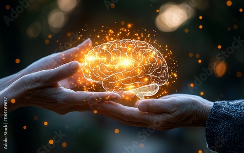 Wallpaper Mural Glowing brain held in caring hands. Torontodigital.ca