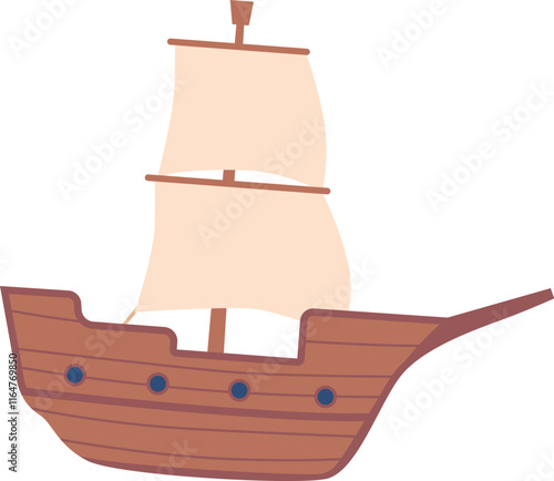 Cute baby toy ship vector illustration