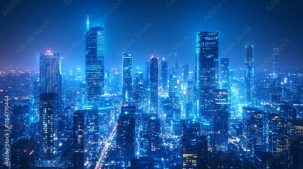 Futuristic Cyberpunk Cityscape with Neon Lights at Night Futuristic Cyberpunk Cityscape with Neon Lights at Night
