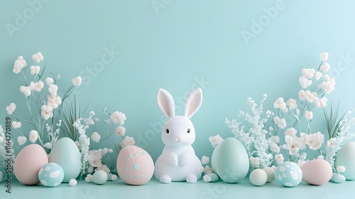 kid trhowing easter eggs and a rabbit holding an easter basket and catches the eggs,no backround, cartoon style,