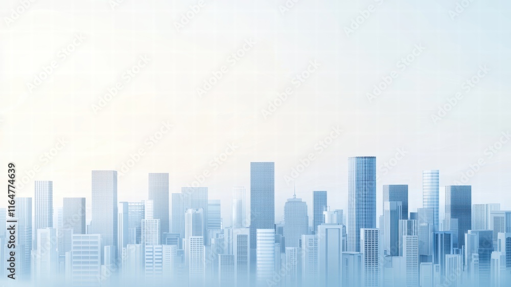 Modern Urban Skyline with Soft Hues and Light Background in a Minimalist Style Modern Urban Skyline with Soft Hues and Light Background in a Minimalist Style
