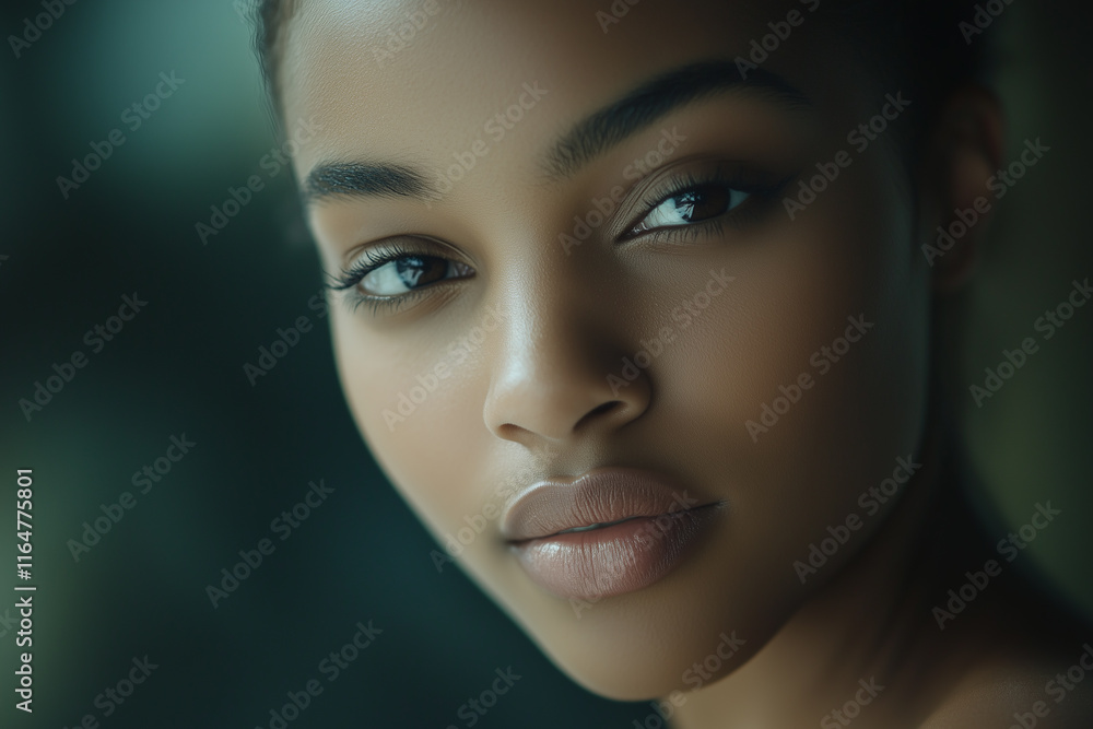 Fototapeta premium Beautiful skin woman face, clean and healthy beauty skincare and cosmetics for adverstising. Generative Ai.