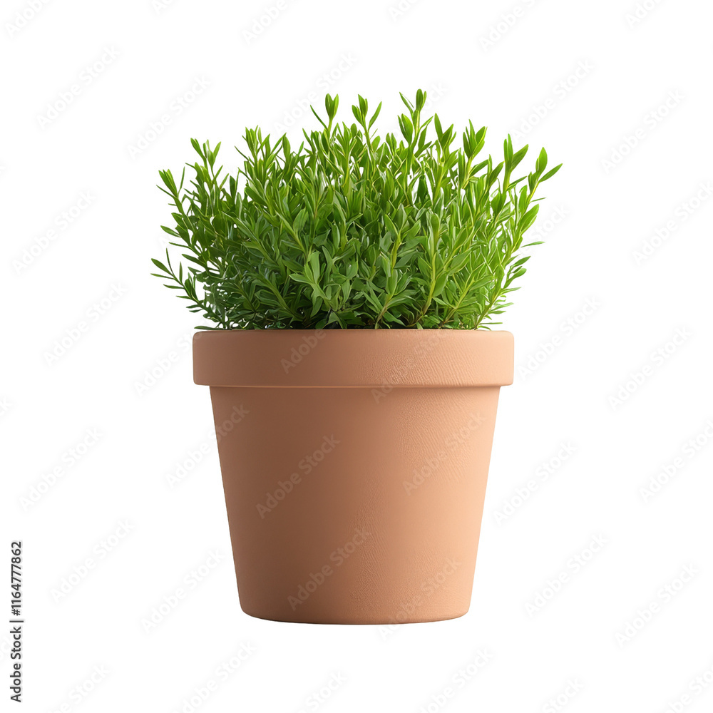Fototapeta premium Minimal plant pot with greenery isolated
