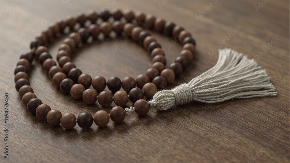 Obraz premium Spiritual mala bead necklace with tassel for meditation
