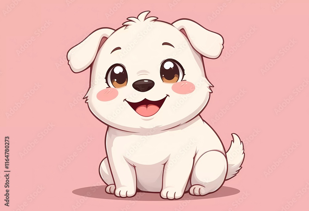 Adorable White Puppy Cartoon Illustration Adorable White Puppy Cartoon Illustration