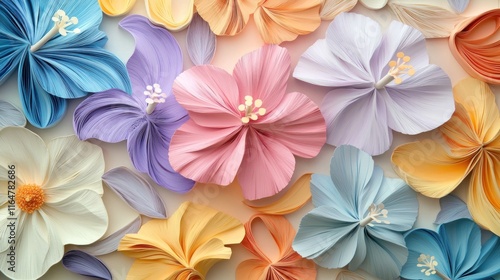 Wallpaper Mural Paper Flower Arrangement in Delicate Hues Torontodigital.ca