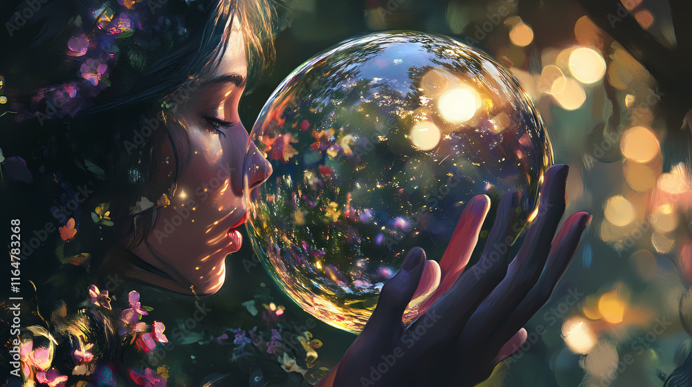 Naklejka premium Glaskugel. Whispering. Illustration