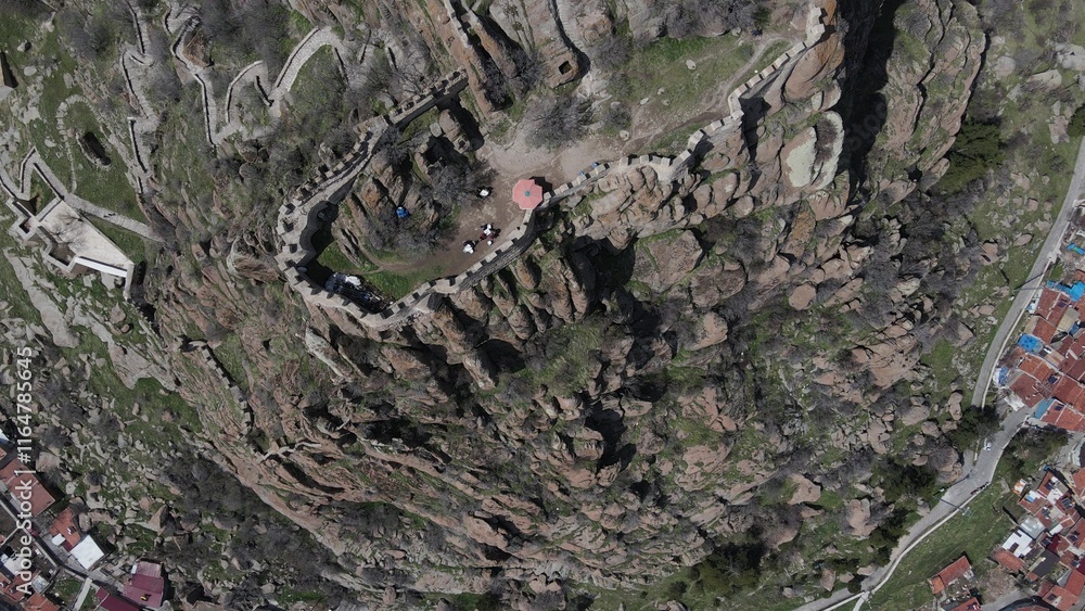 Obraz premium Castle ruins aerial drone 