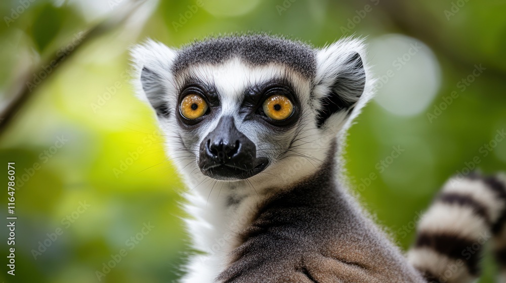 Obraz premium Ring-tailed Lemur Close-up: A Captivating Portrait of Madagascar's Iconic Primate