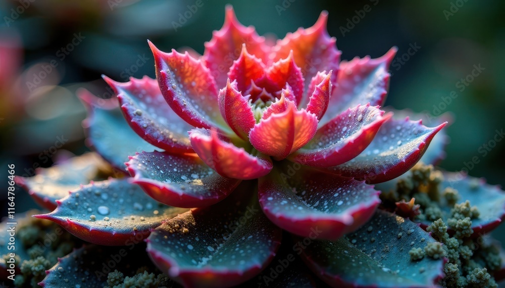 Aeonium plant nestled within a sparkling crystal grid, texture, meditation Aeonium plant nestled within a sparkling crystal grid, texture, meditation