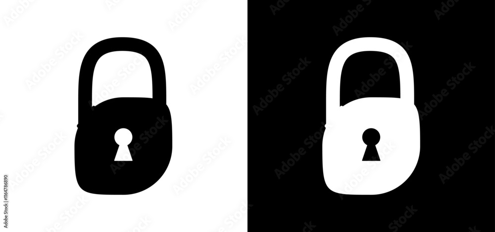 Black, white closed lock set. Padlock icon to use for design projects for IT, password protection, cyberspace, internet security, privacy, webdesign. Black, white closed lock set. Padlock icon to use for design projects for IT, password protection, cyberspace, internet security, privacy, webdesign.